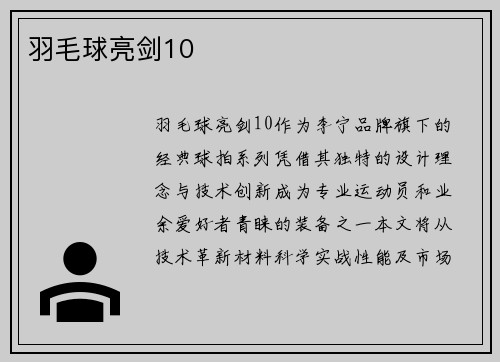 羽毛球亮剑10